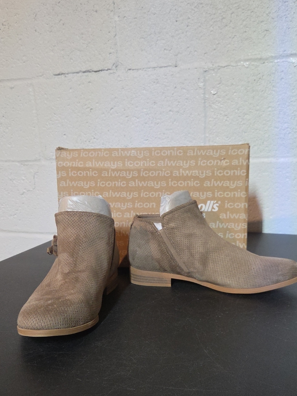 Dr. Scholl's Taupe Perforated Suede Ankle Booties